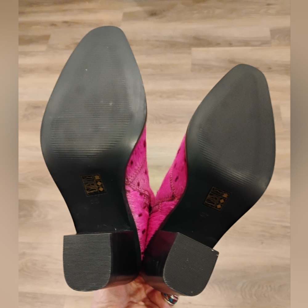 Nasty Gal Hair On Knee High Cerise Pony Skin Fuschia Cowboy Boots NWOT Size 8 - Picture 6 of 10